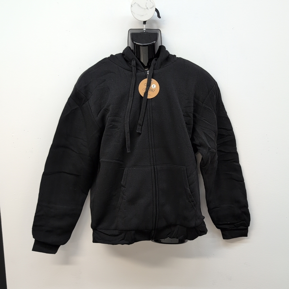 Jvini Men's Ultra Soft Sherpa Lined Full Zip Fleece Hoodie Large Black